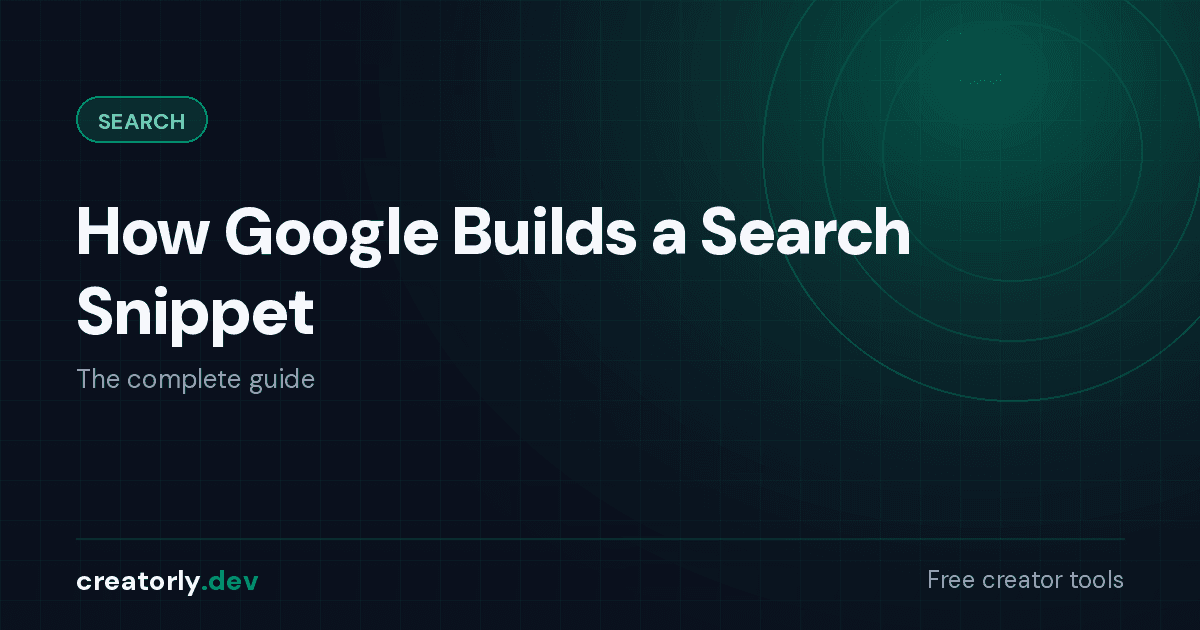 Article card for Creatorly.dev: How Google Builds a Search Snippet