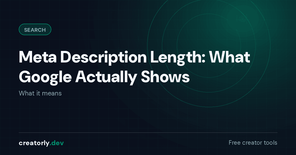 Article card for Creatorly.dev: Meta Description Length: What Google Actually Shows