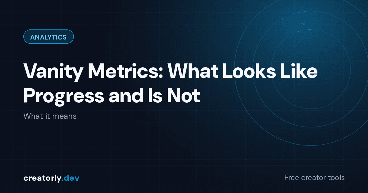 Article card for Creatorly.dev: Vanity Metrics: What Looks Like Progress and Is Not