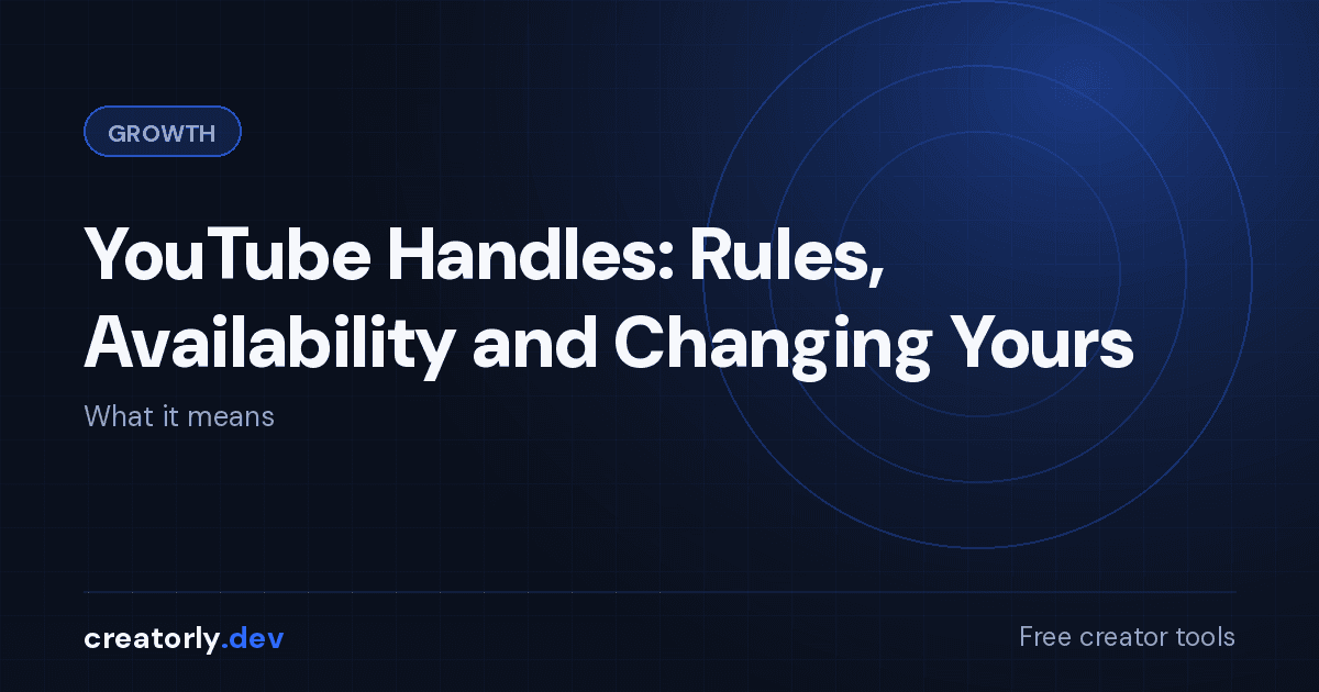 Article card for Creatorly.dev: YouTube Handles: Rules, Availability and Changing Yours