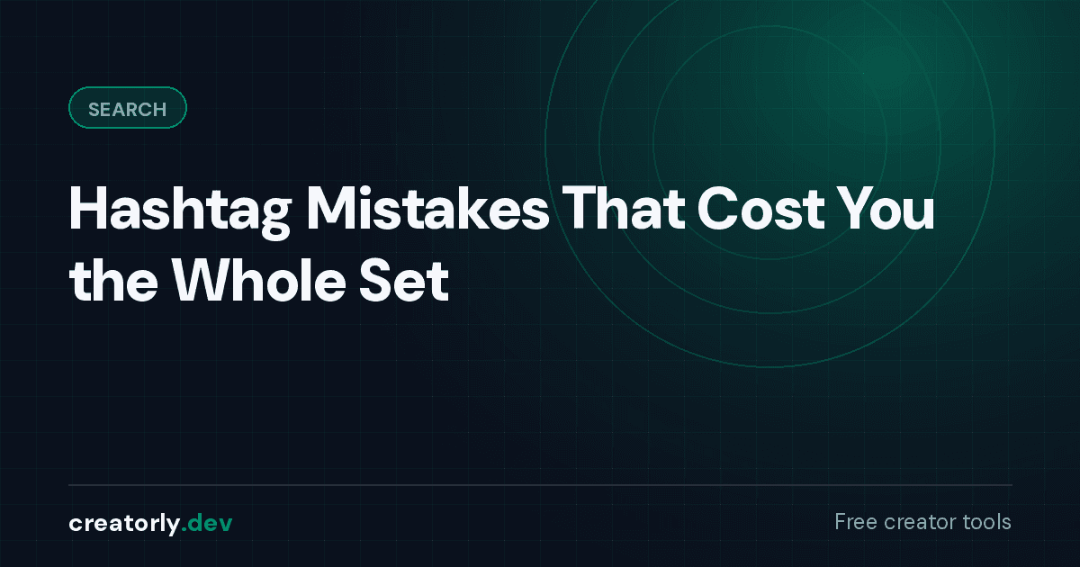 Article card for Creatorly.dev: Hashtag Mistakes That Cost You the Whole Set
