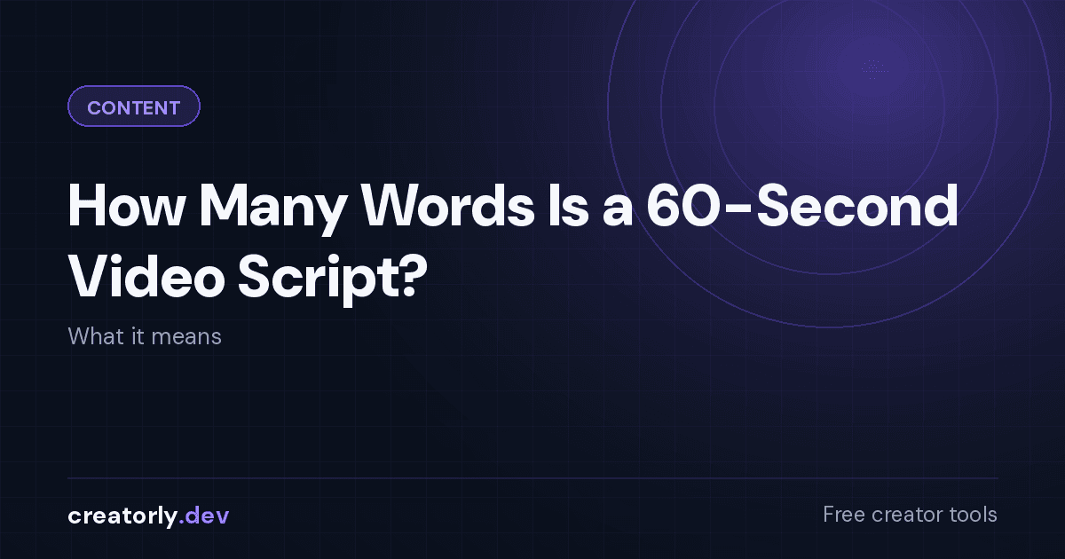 Article card for Creatorly.dev: How Many Words Is a 60-Second Video Script?