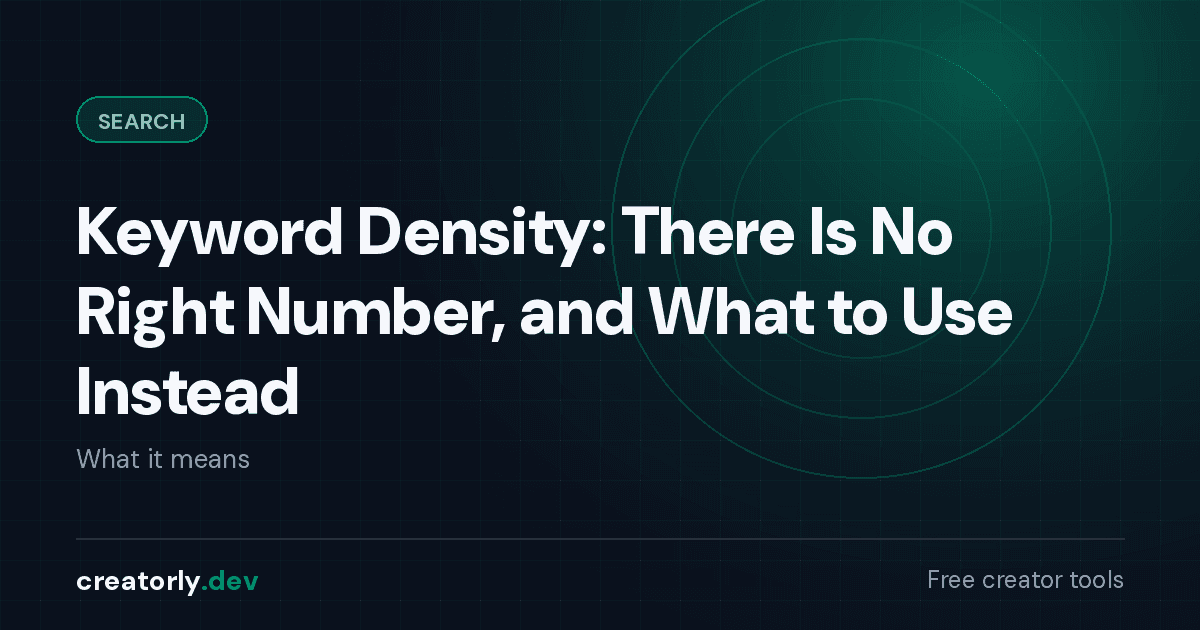 Article card for Creatorly.dev: Keyword Density: There Is No Right Number, and What to Use Instead