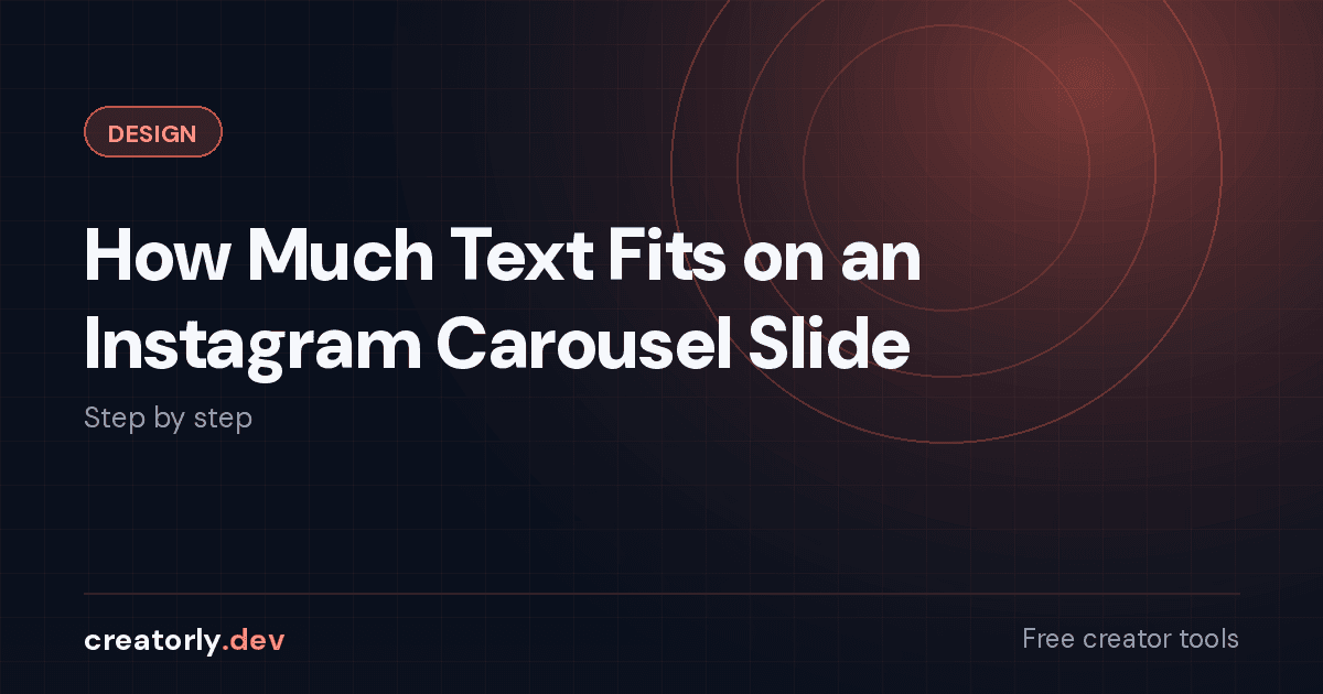 Article card for Creatorly.dev: How Much Text Fits on an Instagram Carousel Slide